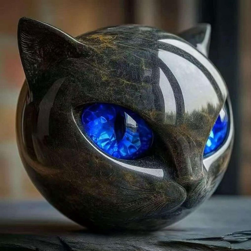 Flairgifts Luxury Black Cat Stone Sculpture 奢华黑猫石雕|undefined