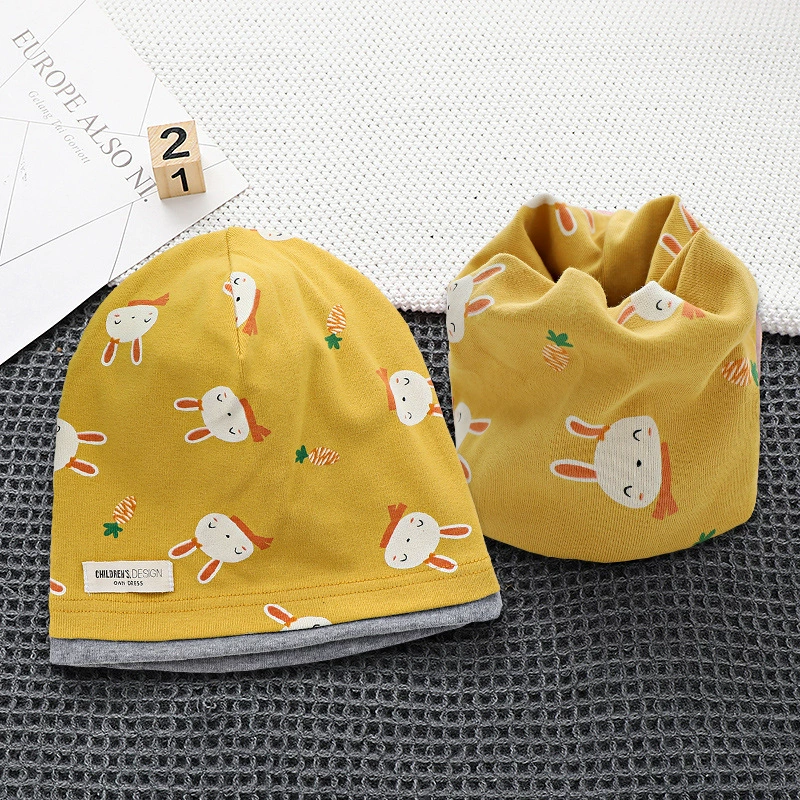 Demi-season kids' cotton set with scarf in Korean style, 2-8y, 48-54cm, multi-color options