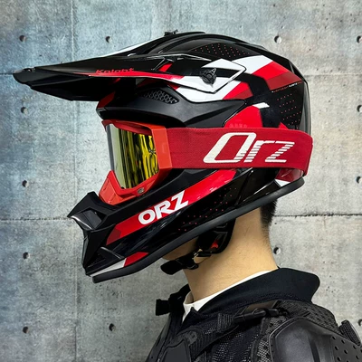 Motosiklet kaskı (dəbilqə) | Go-Kart Rally Helmet Mountain Bike Helmet - extraordinary-red-with-orz-red-frame-gold-mirror-comes-with-gloves-and-mask-s