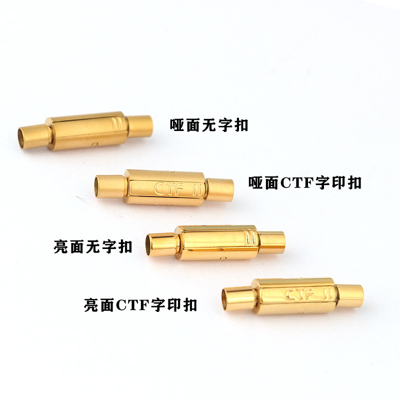 Zhoujia Stainless Steel Cylindrical Buckle Leather Rope Wire Rope Bracelet Snaps Titanium Steel Jewelry Hand Rope Accessories Buckle Wearable Gold