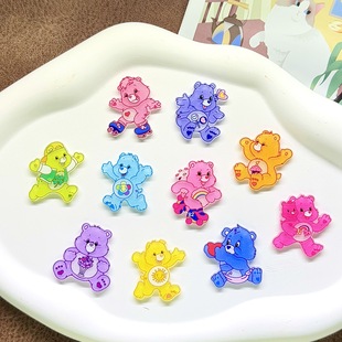Acrylic Cartoon Cute Super Cute Rainbow Bear Patch DIY Hairpin Brooch Badge Refrigerator Magnet Jewelry Small Accessories