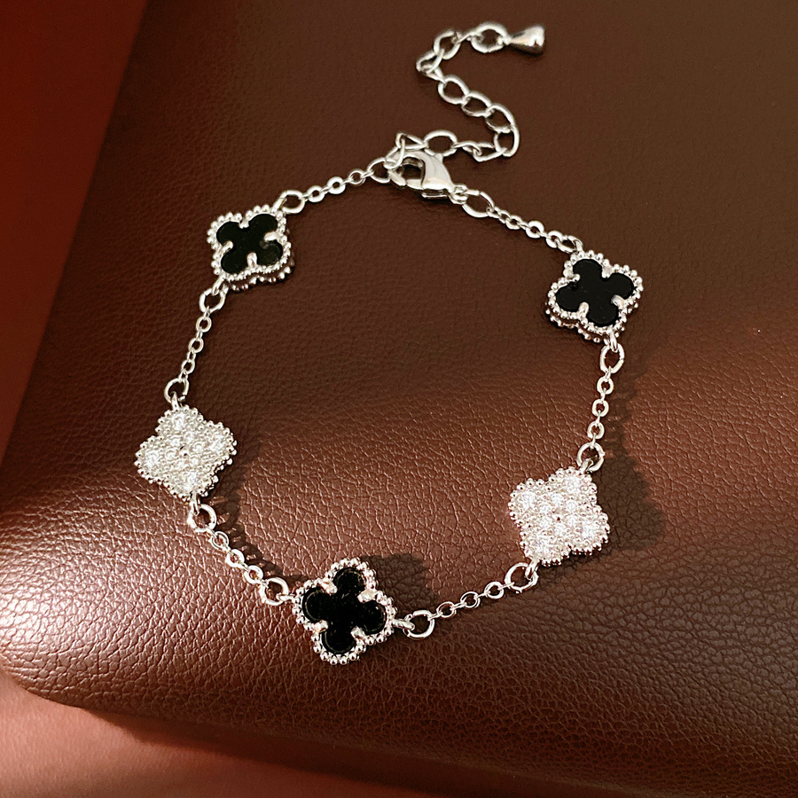 Medieval vintage zircon floreciente pulsera de hierba lujosa pulsera de nicho alta sensación de personalidad retro pulsera