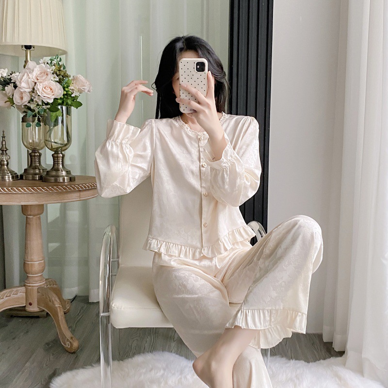 MM-TQ3572 자카드 러플 긴팔 슈트