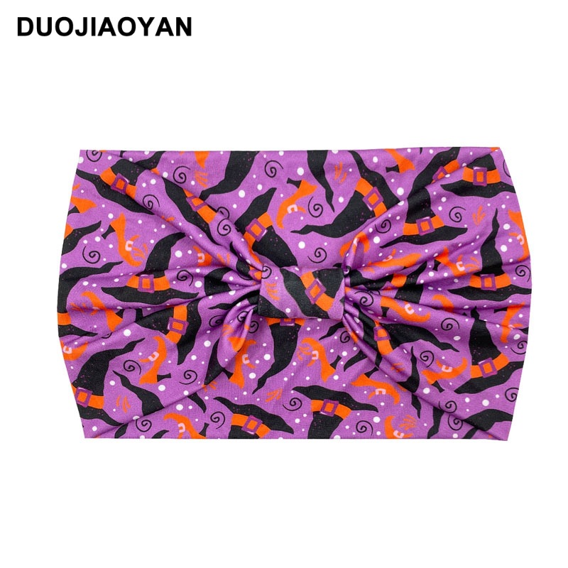 Halloween Printed Headband With Spooky Pumpkin Pattern Design_voghion.com