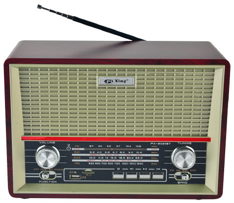 Radio Retro Bluetooth Multifunción PX-2002BT de Plástico con Interfaz USB