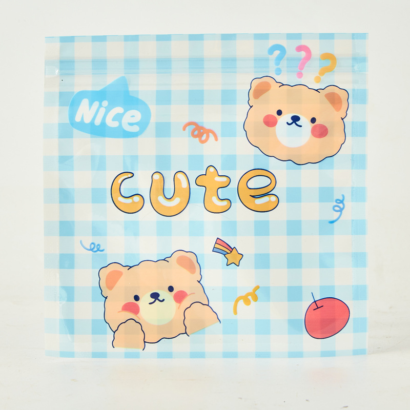 Corea del Sur ins lindo dibujos animados ziplock bolsa joyería snack caramelo oso galleta bolsa de embalaje bolsa de almacenamiento personalizable