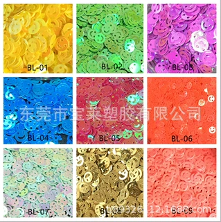 厂家直销新款幻彩空心笑脸亮片玩具文具包包饰品diy配件美甲饰品