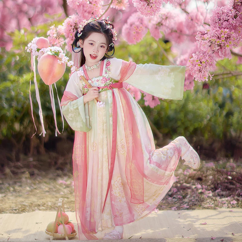 2025新款春季儿童汉服女童汉服齐胸襦裙重工刺绣中国风超仙连衣裙|undefined