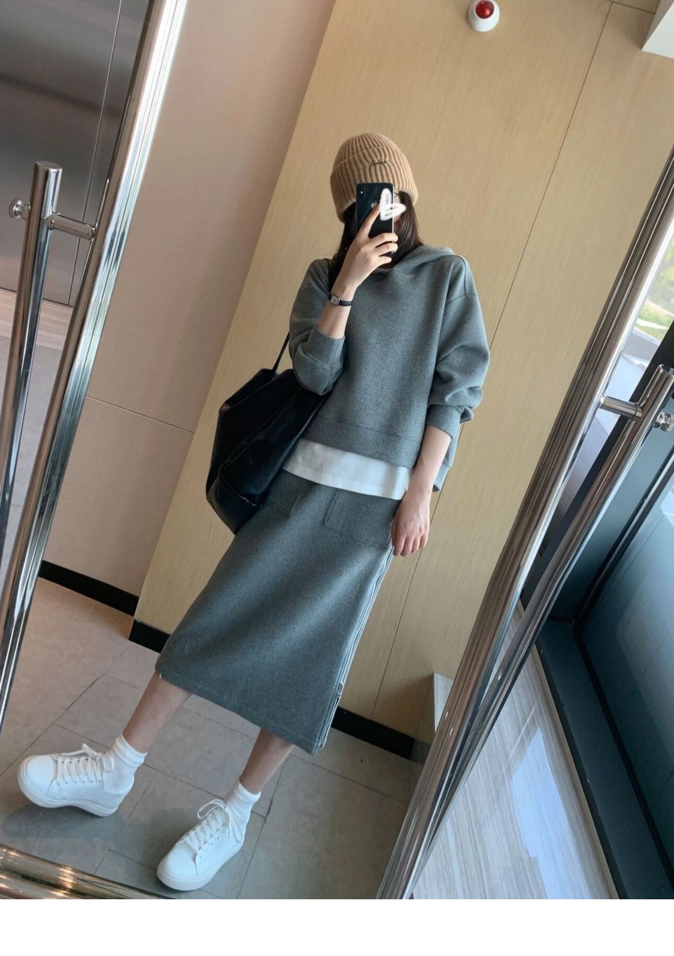 【中國直郵】 奢笛熊 春秋裝新款輕熟風休閒運動服衛衣兩件組 灰色 S