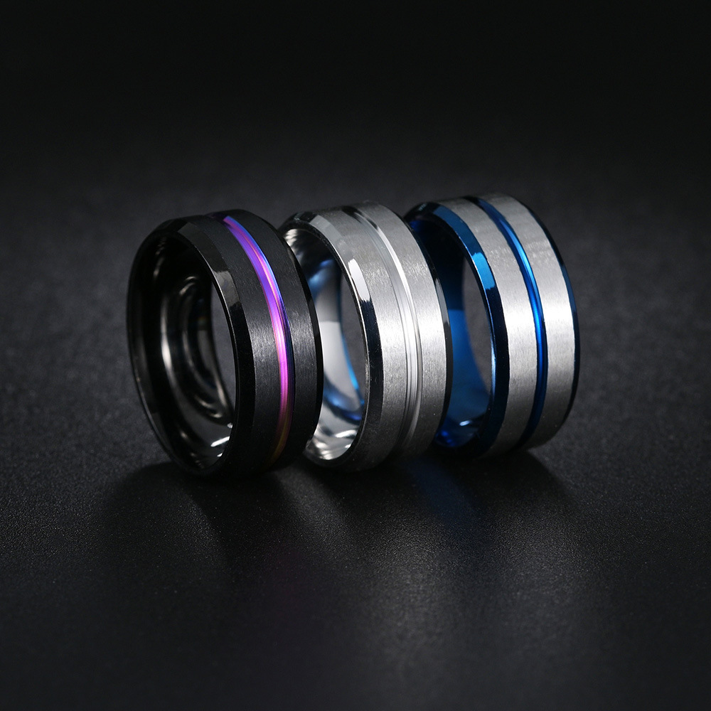 Simple Style Color Block 201 Stainless Steel Plating Blue Plating Black Plated Unisex Rings Genuine Leather Wallets display picture 1