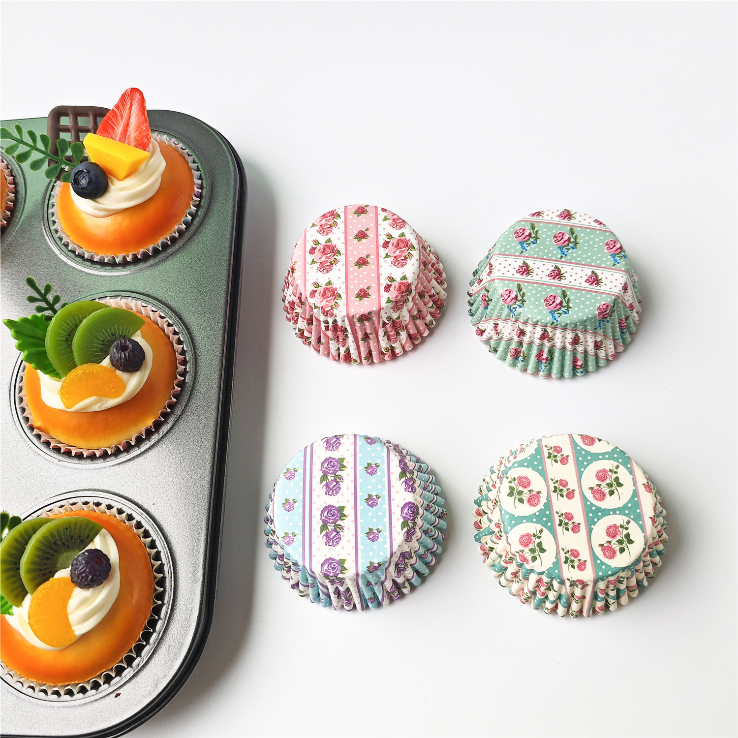 Capacillos de Papel para Hornear Muffin 100 Piezas por Caja Papel a Prueba de Aceite para Panadería