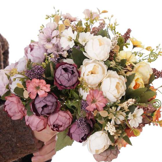 Sujing simulation flower high-end home decoration bouquet core-wrapped peony cross-border wholesale silk flower holding DIY props