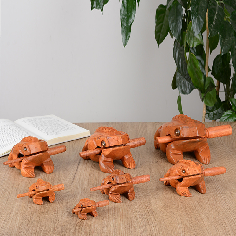 Sound Wood Frog Thai Toad Wood Carving Craft Gifts Creative Ornaments Wooden Fish Tourist Souvenirs Home
