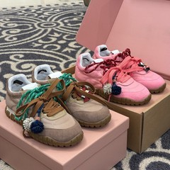 渠道版！miu风平底德训鞋女运动休闲鞋复古风做旧系带阿甘运动鞋