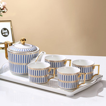 美式輕奢陶瓷冷熱茶具咖啡杯套裝 歐式奢華簡約下午茶杯水壺套裝