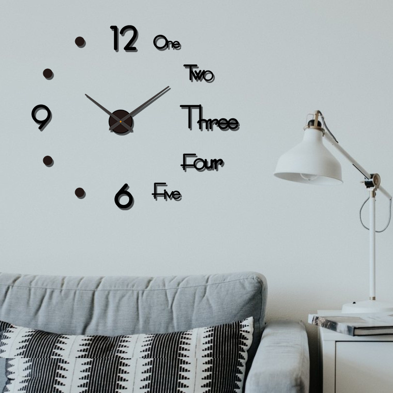 Nórdico creativo luminoso DIY reloj de fondo de la sala de estar gran reloj de pared reloj mudo libre de perforación estéreo etiqueta de la pared reloj