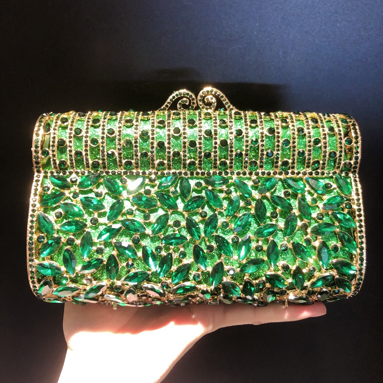 Sirena de diamantes hechos a mano bolsa de cena de metal vacío caja dura llena de diamantes bolsa de mano de mujer Stone Clutch