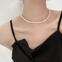 韓國ins風小眾設計感珍珠項鏈女百搭輕奢感鎖骨鏈高級感項飾品