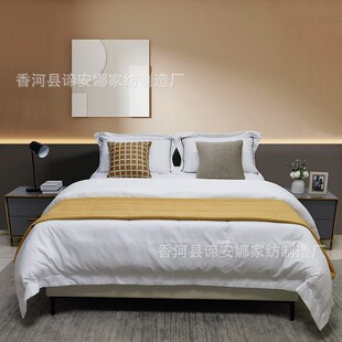 Simple and Versatile Model Room Bedding Furniture Showroom Nordic Italian Minimalist Soft Bed Soft Furnishings Bedding Multi-Piece Set