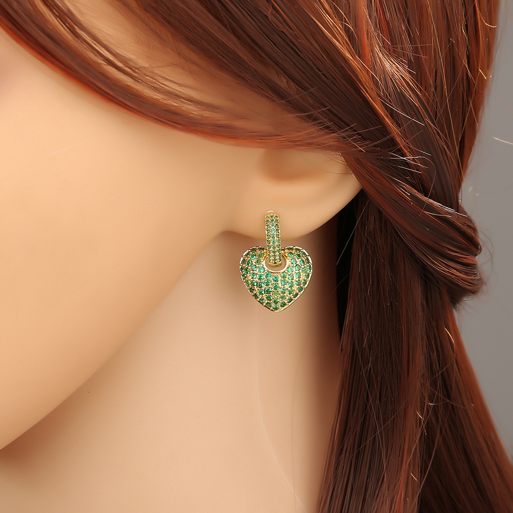 Pendientes En Forma De Corazón De Cobre Chapado En Nueva Moda display picture 5