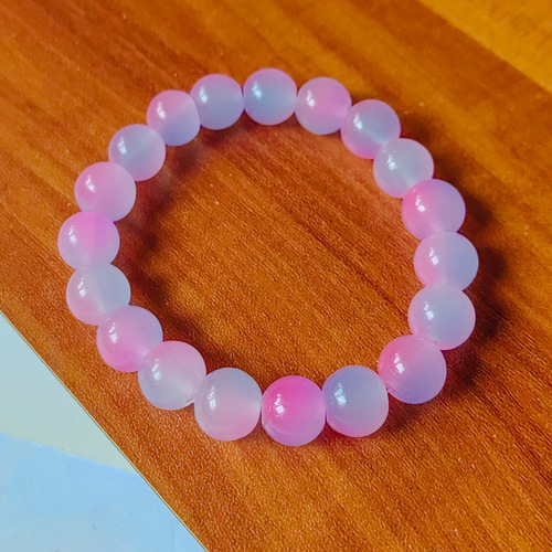 Ice-transparent imitation bodhi root gradient bracelet for women 10mm student finger-wrapped soft hand-twisted two-color glass beads bracelet