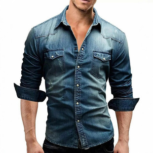 New Foreign Trade Denim Jacket Shirt ebay Amazon WISH European and American Denim Jacket Men's Jacket C353