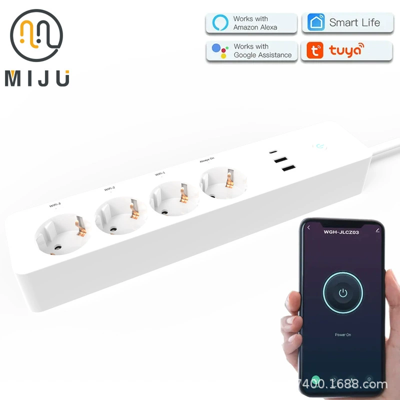 Cross -border German standard socket timer measuring socket wifi intelligent exclusion division control total control voice linkage UK