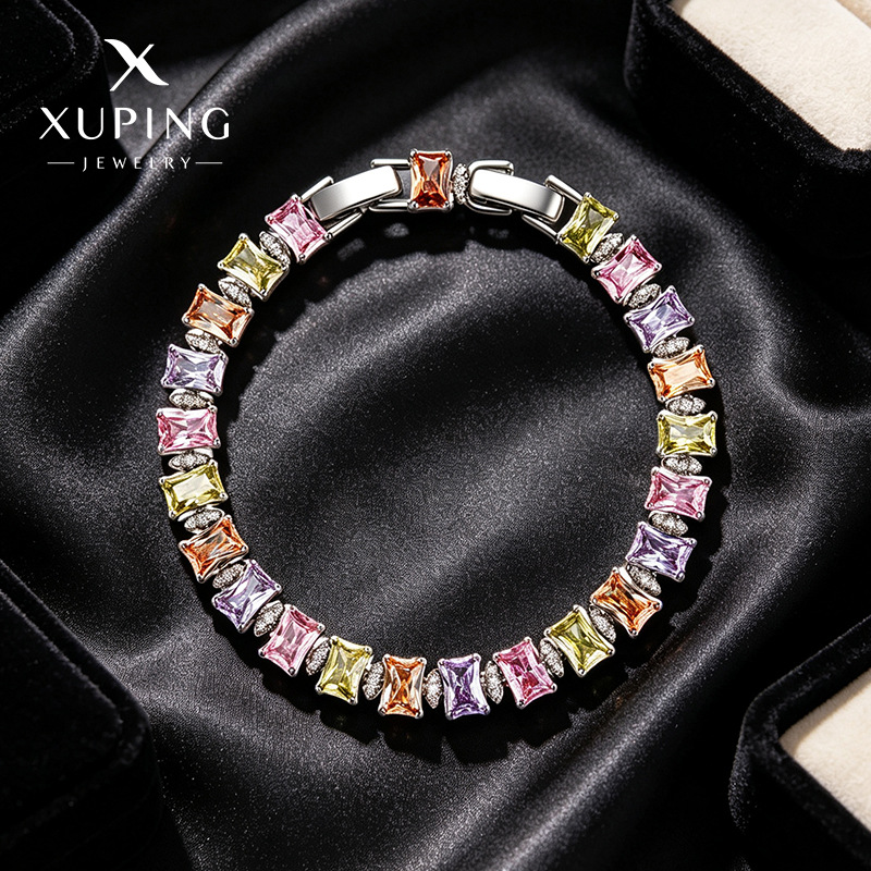 Pulsera de Diamantes para Mujer de Aleación de Cobre, Galvanizada, Diseño Geométrico, para Regalo