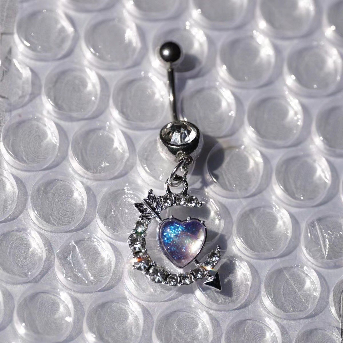 Anello per ombelico in acciaio inossidabile con farfalla colorata transfrontaliera, senza piercing, gioiello sexy con clip per orecchio_voghion.com