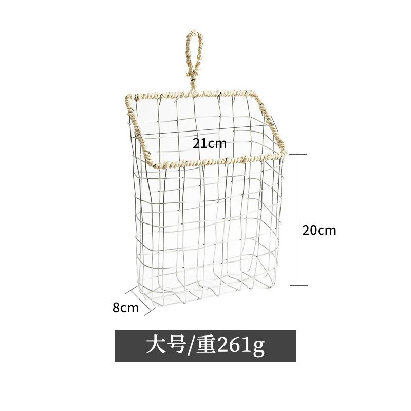 铁丝编制收纳筐壁挂篮收纳篮杂物储物杂志书架面包篮便捷厨房编织|undefined