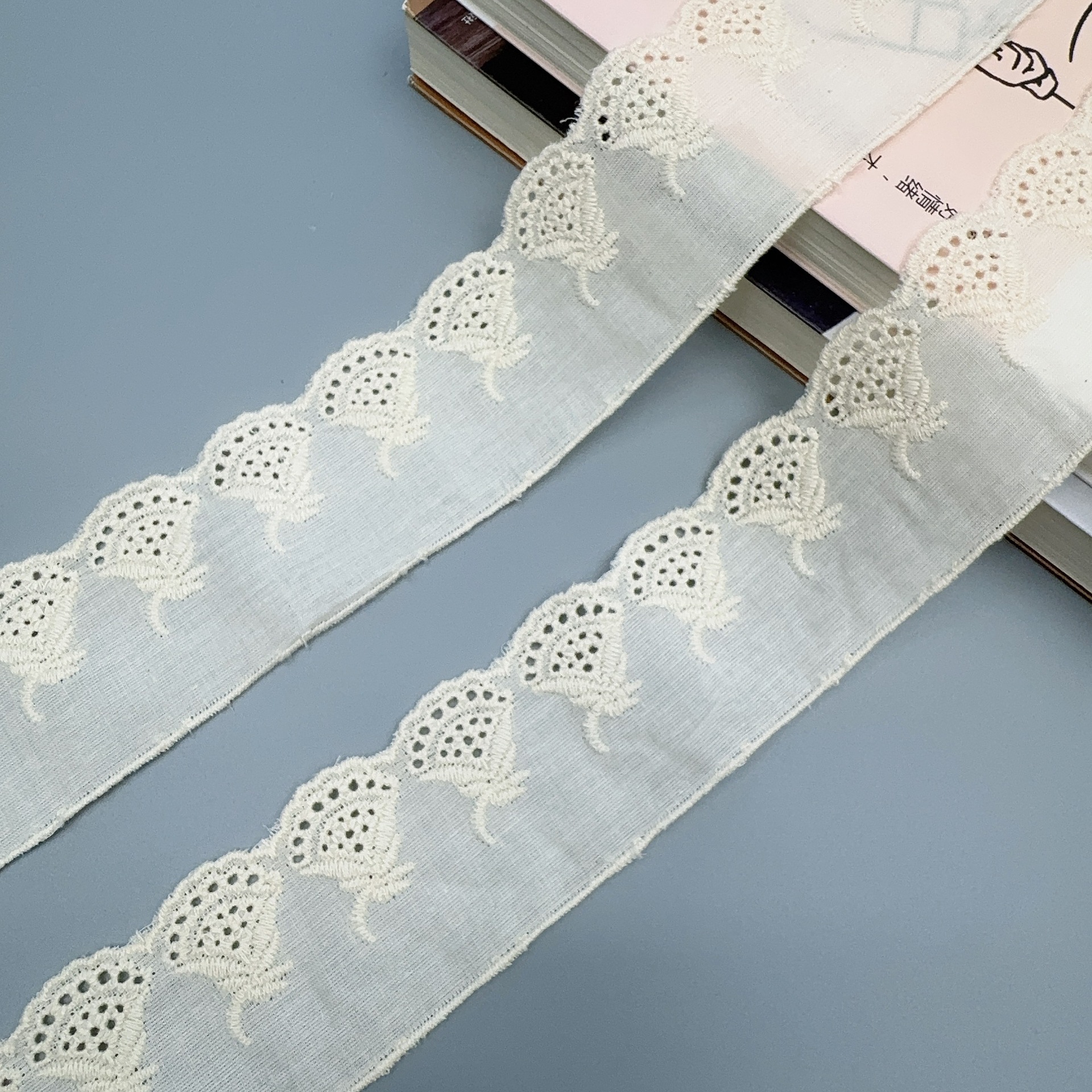 精梳布4.5cm双边棉布刺绣花边蕾丝花边童袜大肠发圈配饰服装辅料
