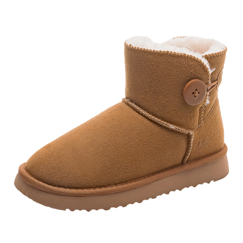 Huili nuevo estilo de moda caramelo botas de nieve minimalistas de viento universal calentamiento calzado de algodón para usar zapatos de invierno con suela gruesa de lana