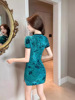 Improved cheongsam， youthful style， small stature， high-end sexy， tight fitting， hip wrapped dress