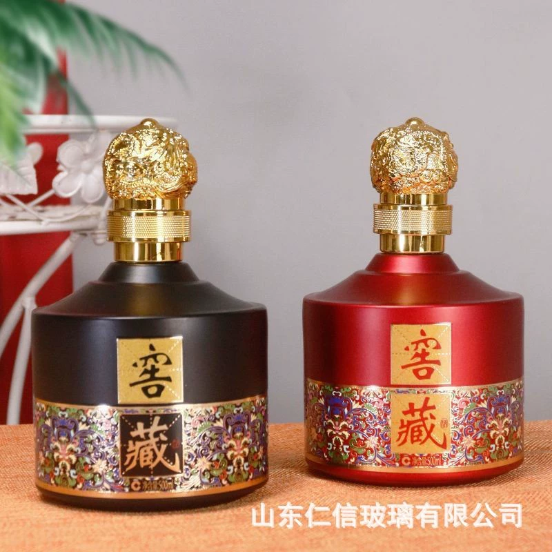 Креативная стеклянная бутылка для вина, пустая бутылка, стеклянная бутылка для вина, в китайском стиле, для домашнего пивоварения, герметичная бутылка, бутылка для вина в древнем стиле