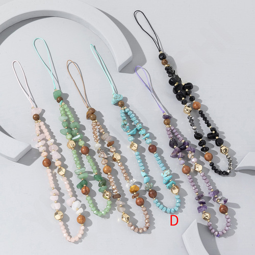Amazon Summer New Natural Pebble Bead Phone Lanyard Chain Fashion Women's Short Phone Chain