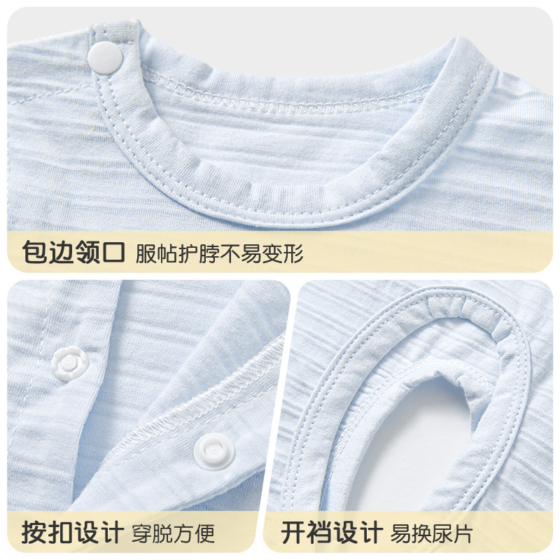 Mono de bebé verano para hombres y mujeres para niños pequeños, mampara de entrepierna abierta de manga corta delgada de algodón puro, ropa de verano para bebés, ropa para recién nacidos image 5