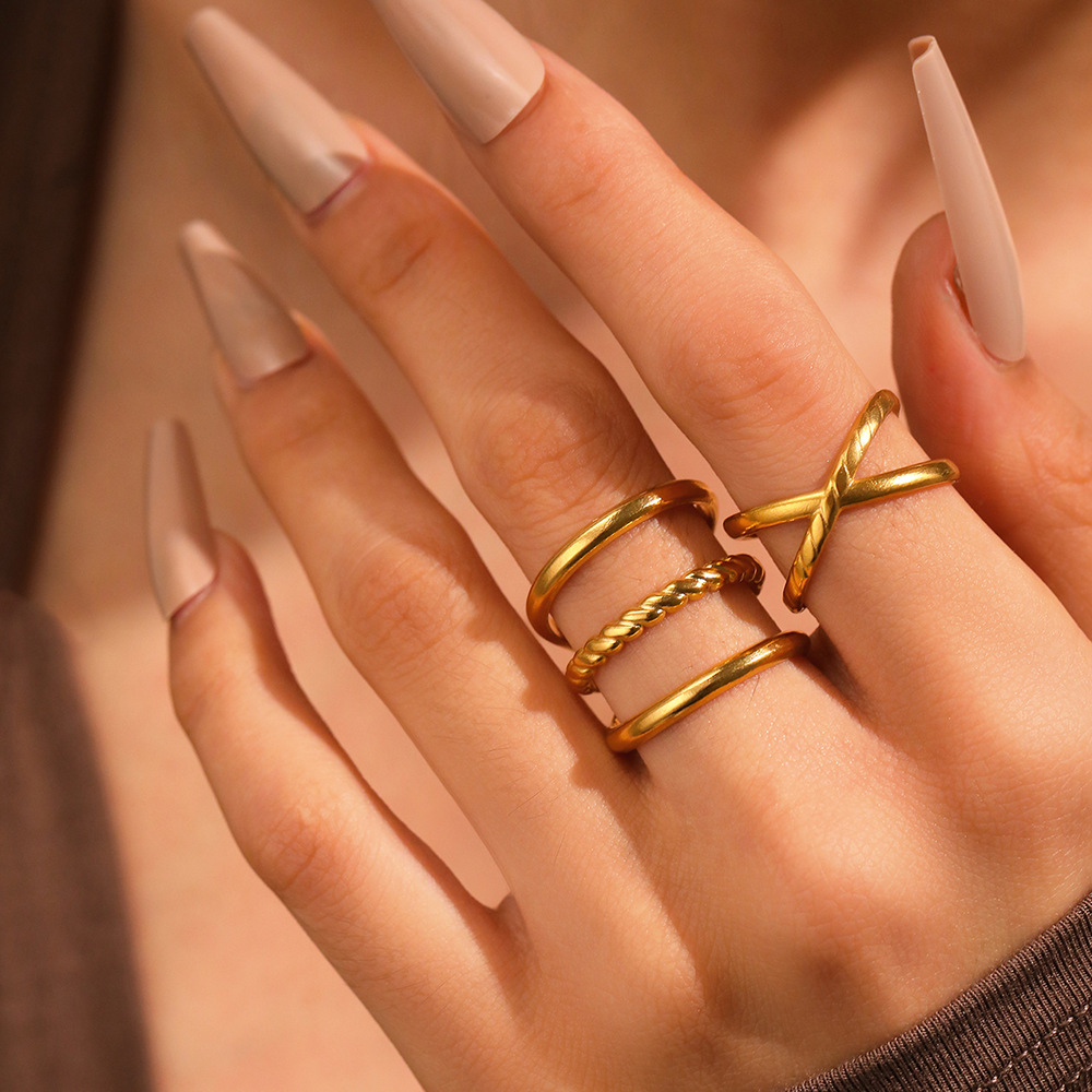 Unisex Gender Wholesale Jewelry Hip-Hop Retro Solid Color 304 Stainless Steel Plating Rings