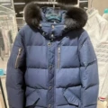 Dark blue men's black fur collar