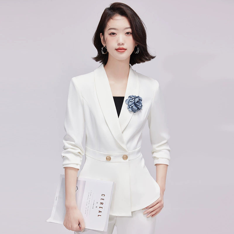 Белый костюм женский весна и осень Профессиональный темперамент вещание искусство тест хост платье салон красоты Рабочий костюм