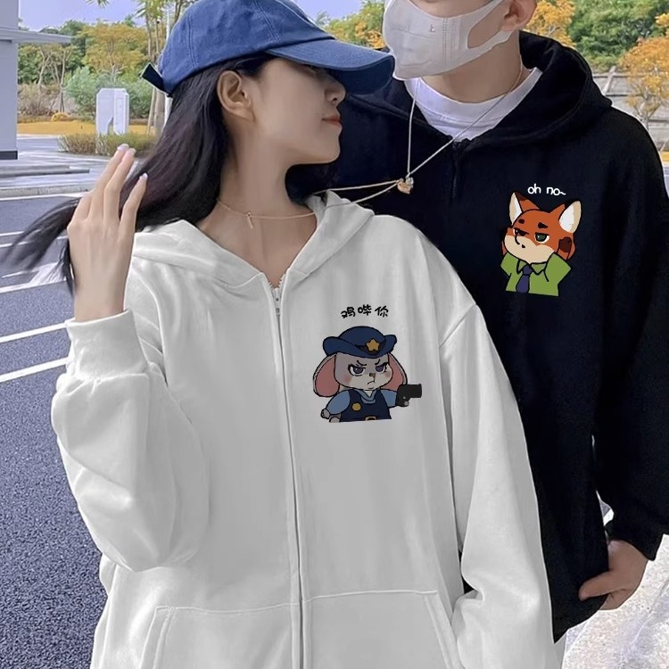 가을과 겨울 하이 엔드 센스 남성과 여성의 후드 스웨터 스페셜 커플 의류 틈새 기모 카디건 자켓 패션 브랜드 클래스 의류