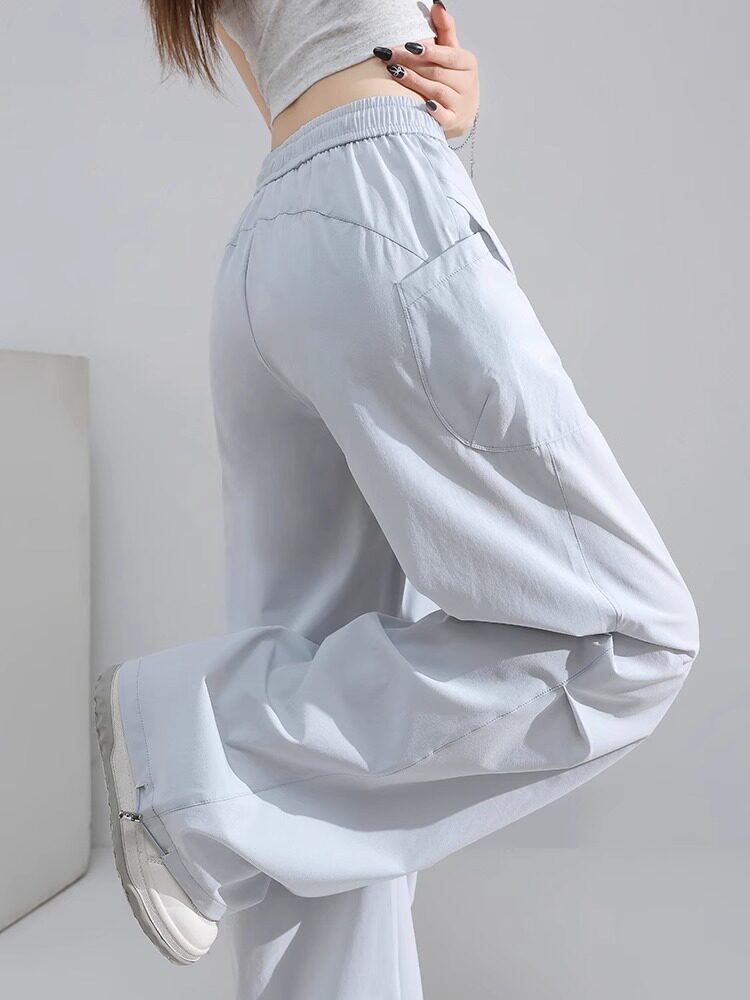 Quần culottes nữ ống rộng cạp cao chất liệu băng lụa mềm rủ — Quần trắng 99