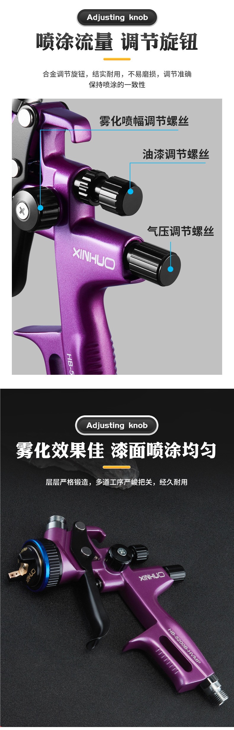Varnish topcoat spray gun, automotive sheet metal furniture spray gun, multi-color spray gun for both oil and water-based paints, others