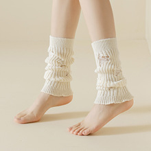 秋冬纯色堆堆袜破洞 ins风小腿袜套保暖护腿无缝针织毛线镂空腿套