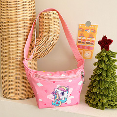 New children's bags, cartoon cute unicorn girl's crossbody bag, waist bag, fashionable cute printed chest bag, small bag
