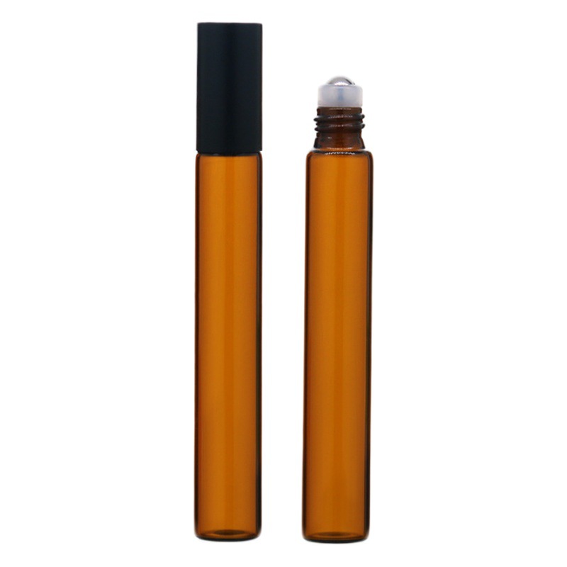 Botella roll-on para aceites esenciales cosméticos, botella marrón para aceites esenciales, botella transparente para reactivos, botella roll-on de vidrio, botella de perfume ámbar.