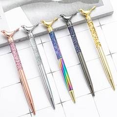 飛鳥流沙筆 批發七彩小鳥金粉圓珠筆禮品筆可印刷logo入油筆