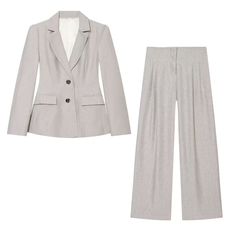 Cross-Border Women's Clothing 2026 Summer New Style Linen Blend Pleated Blazer 7748856 Straight-Leg Pants 7749856 Cross-Border Women's Clothing 2026 Summer New Style Linen Blend Pleated Blazer 7748856 Straight-Leg Pants 7749856