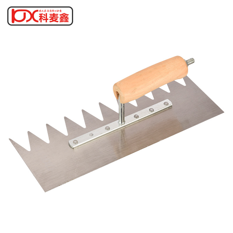 Kemaixin Toothed Manganese Steel Trowel Grout Trowel Mud Trowel Masonry Trowel Mud Board Wholesale Tile Setting Tool