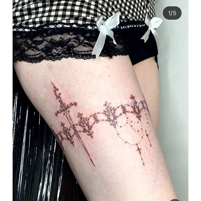 Popular Thorn Herbal Tattoo Semi-Permanent Sexy Hot Girl Ins Leg Waterproof Realistic Leg Ring Long-Lasting Tattoo Trend