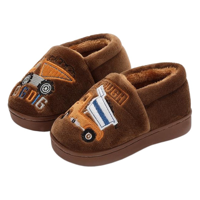 2026 Autumn/Winter New Children's Home Slippers with Cartoon Car and Swan Design, Boys' and Girls' Warm Shoes for Ages 1-8